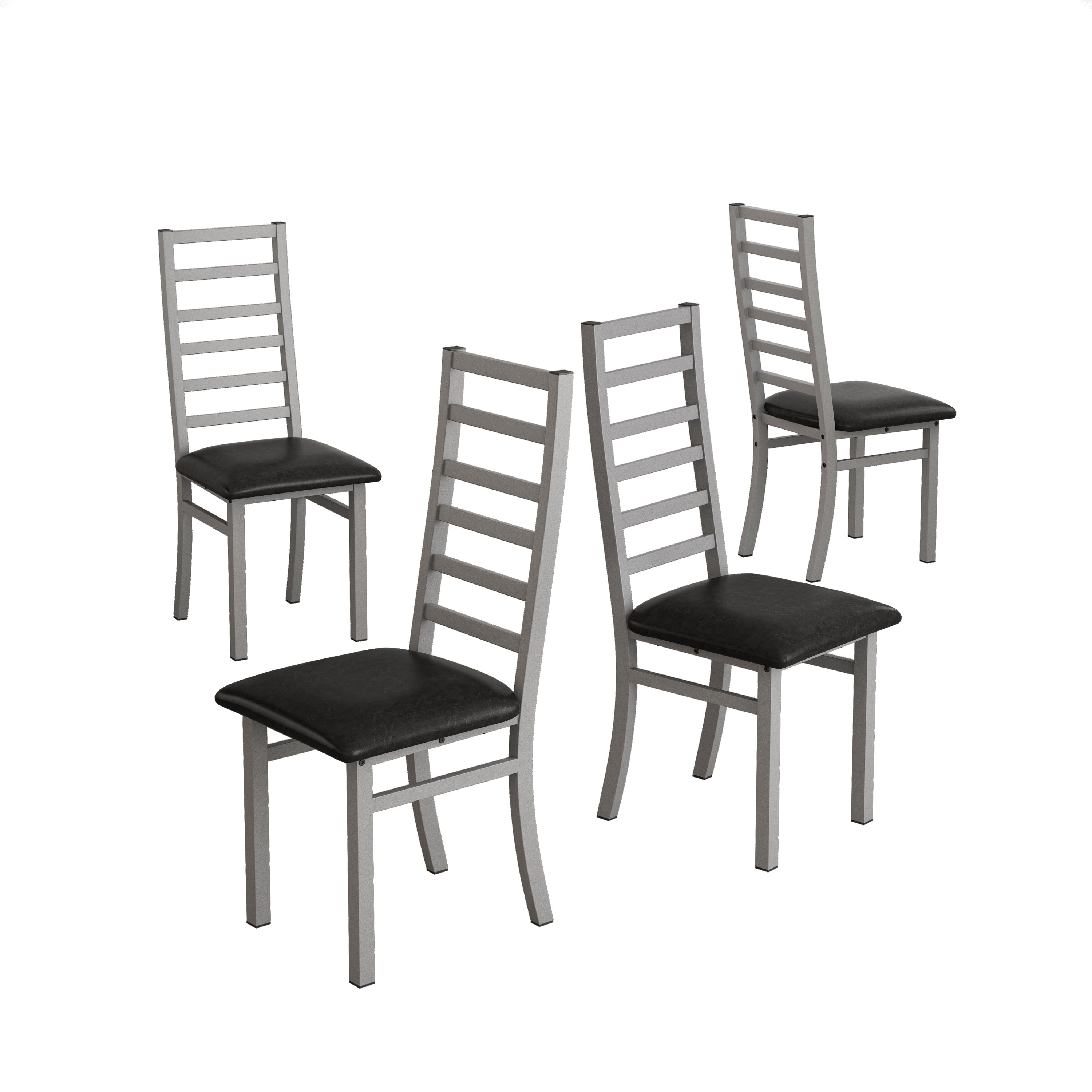 47 Inch Black Tulip Dining Table Set with 4 Gray Chairs - Compact 4-Person Kitchen Table for Small Spaces, Apartments & Coffee Shops - Modern Round Dining Room Furniture for Breakfast Nook & Bistro Settings