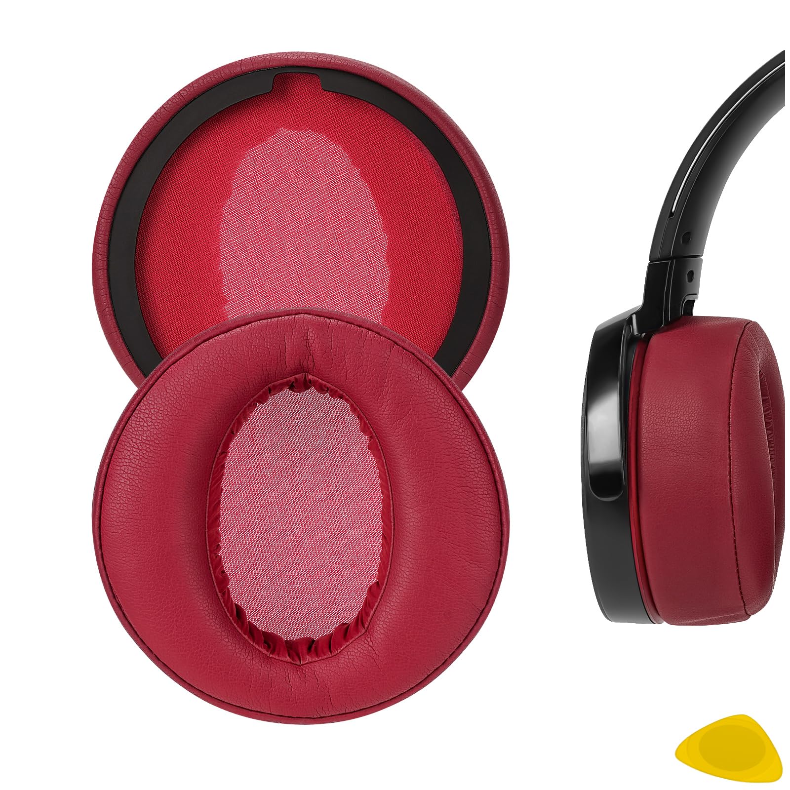 Geekria QuickFit Replacement Ear Pads for Sony MDR-XB950BT MDR-XB950B1 MDR-XB950/H Headphones - Premium Comfort Memory Foam Ear Cushions - Dark Red - Perfect for Gaming, Music & Travel