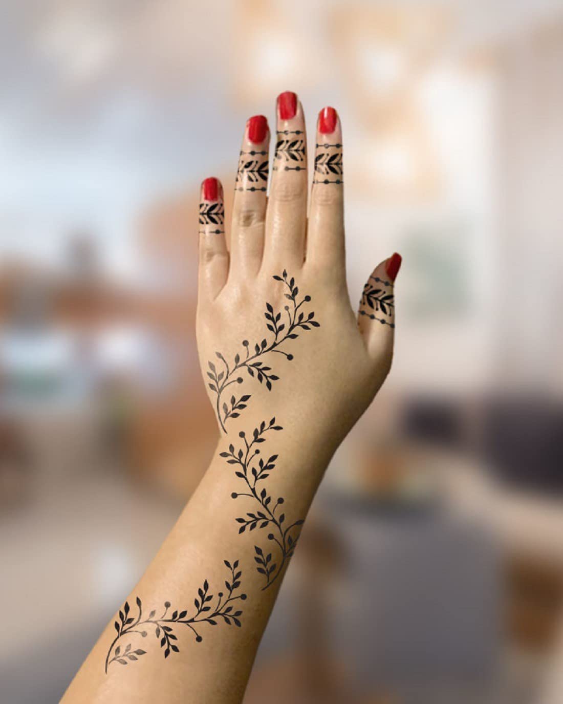 Premium DIY Henna Tattoo Stencil Kit for Women & Girls - 2-Piece Set with Body, Hand & Wreath Designs | Temporary Tattoo Art for Parties, Festivals & Body Decorations