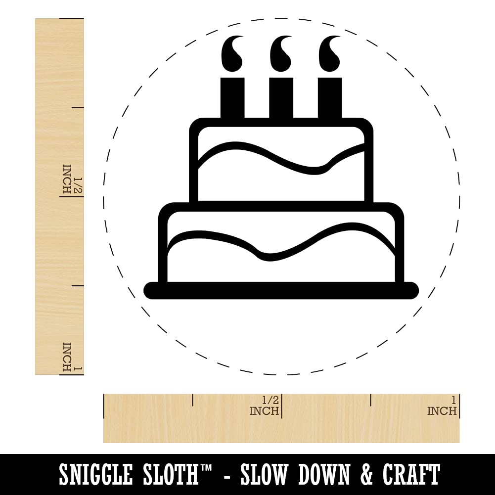 1 Inch Medium Birthday Cake Self-Inking Rubber Stamp with Red Ink - Perfect for DIY Crafts, Scrapbooking, Planner Decoration & Gift Wrapping