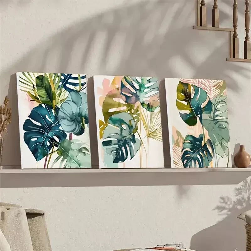 3-Piece Monstera Plant Wall Art Set - Framed Canvas Prints 50x70cm | High Quality Australian Made | Tropical Home Decor for Living Room, Bedroom & Office