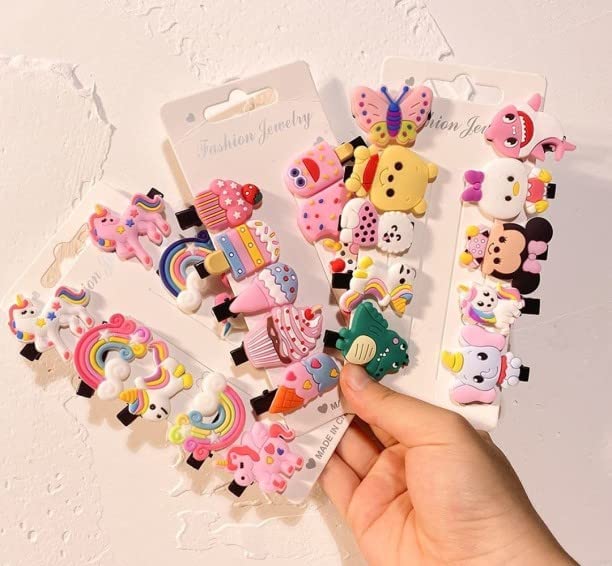 20pcs Rainbow Unicorn Ice Cream Hair Clips Set for Girls - Cute Toddler Hair Accessories Barrettes for Kids - Perfect for Birthday Parties, School, and Daily Wear