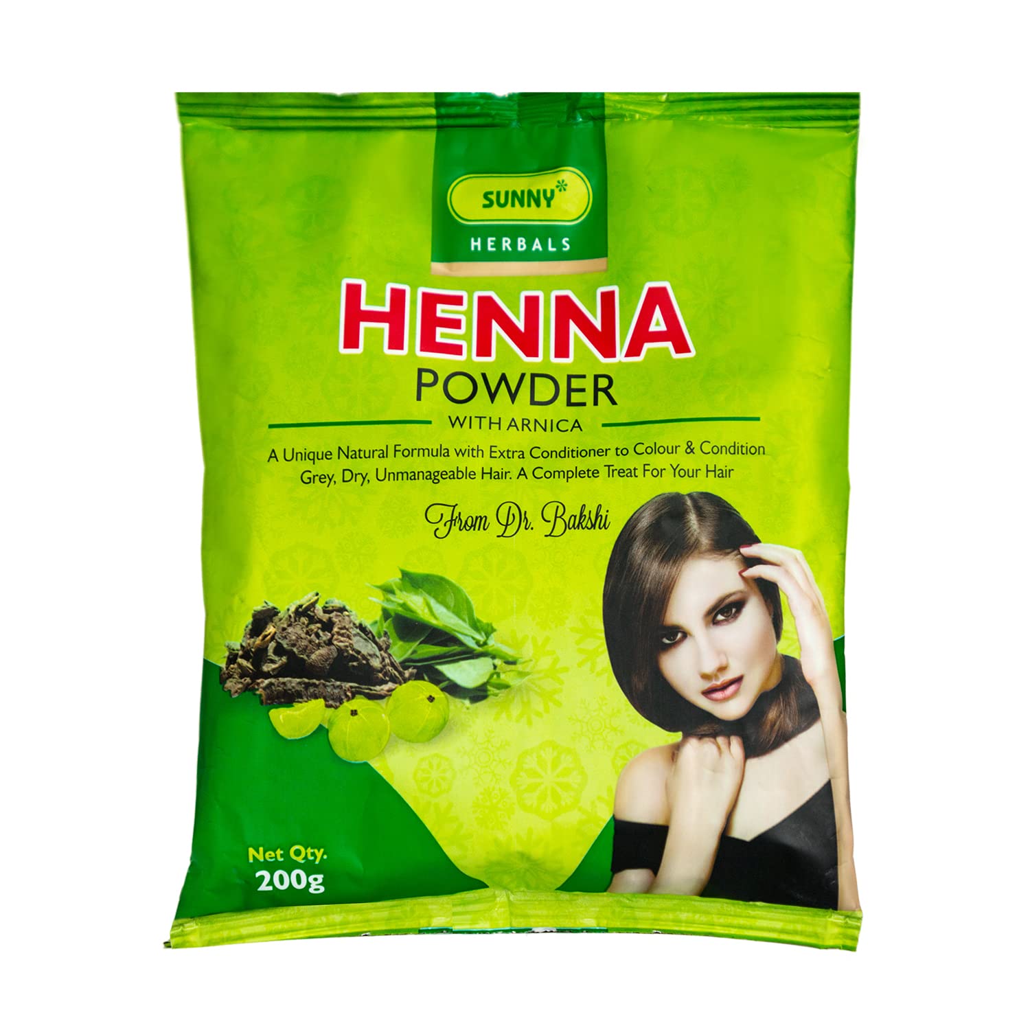 Natural Sunny Henna Powder with Arnica, Bhringraj, Amla & Brahmi for Hair & Body | Organic Hair Dye & Conditioner for Dry Hair - Safe for Hands & Feet | 200g for Women & Men | Perfect for DIY Hair Coloring, Mehndi Art & Natural Beauty Treatments