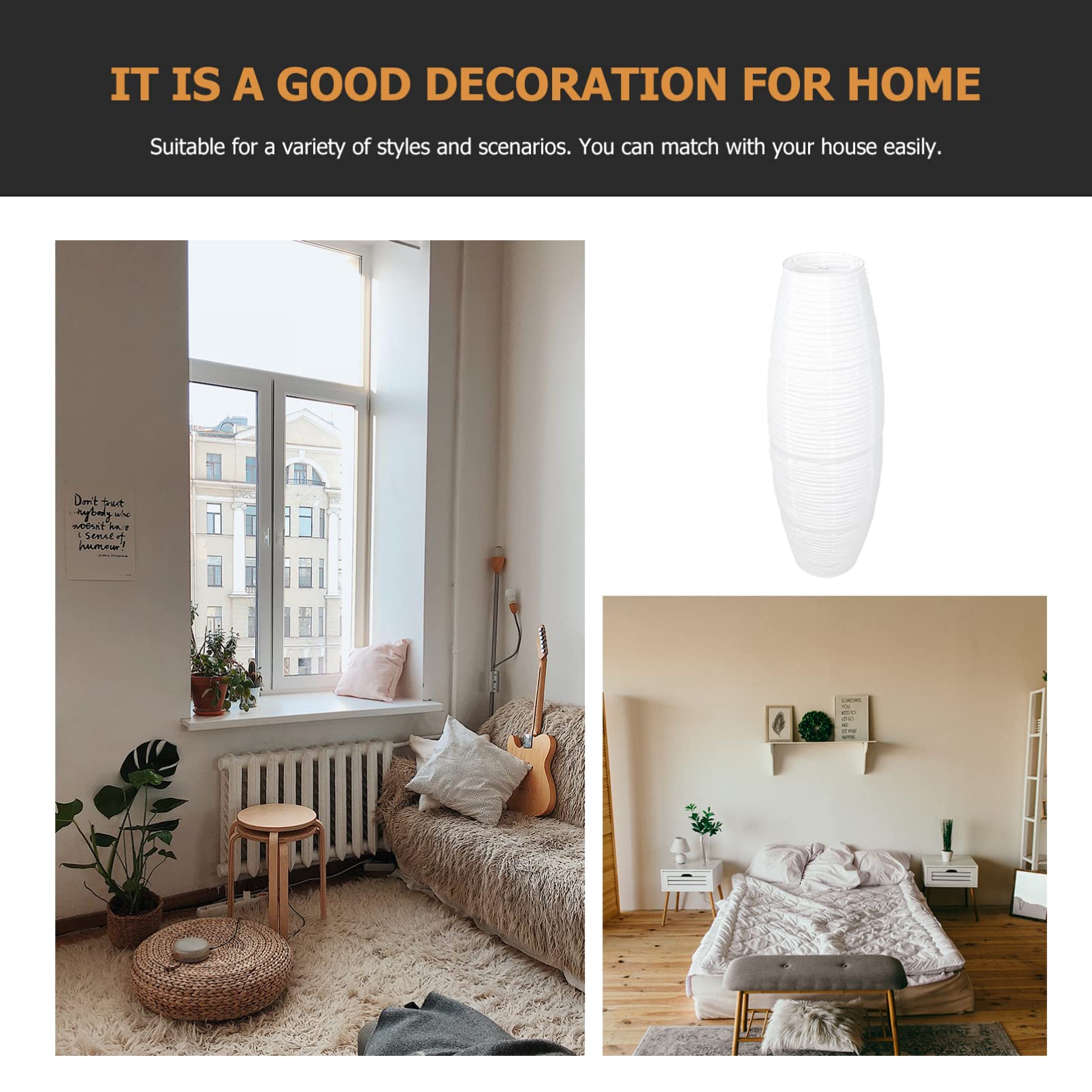 43 Inch Floor Lamp Shade Replacement - Paper Standing Lamp Cover for Bedroom & Living Room | Modern Corner Lighting for Cozy Ambience