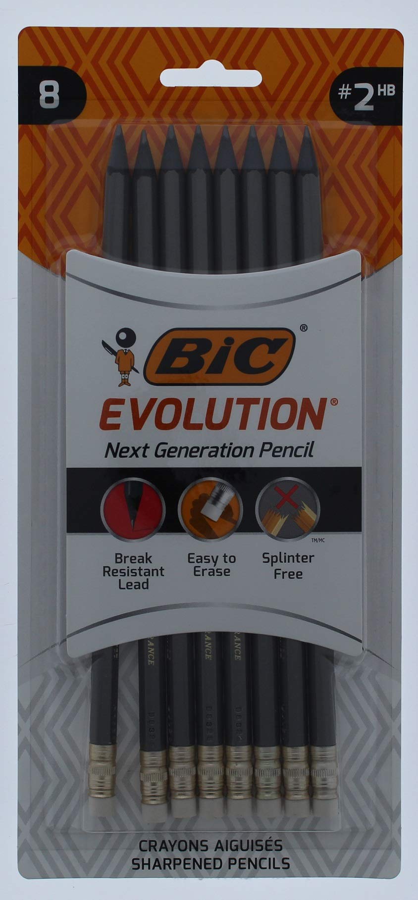 Bic Evolution Next Generation Pencils - Pack of 8 | Smooth Writing #2 HB Pencils for School, Office & Sketching | Durable & Comfortable Grip for Long Writing Sessions