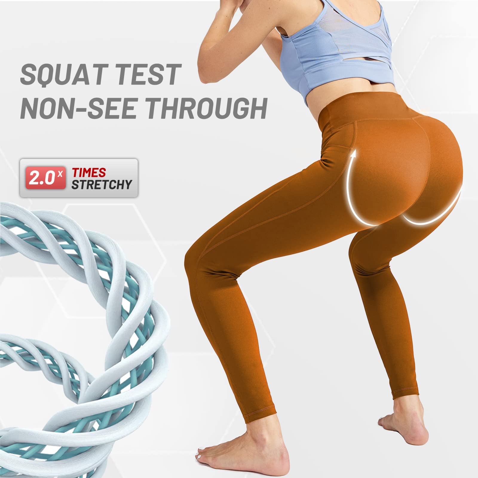 MIER High Waisted Yoga Pants for Women with Pockets - Tummy Control Workout Leggings, Non See Through & Breathable - Perfect for Yoga, Gym, Running & Everyday Wear