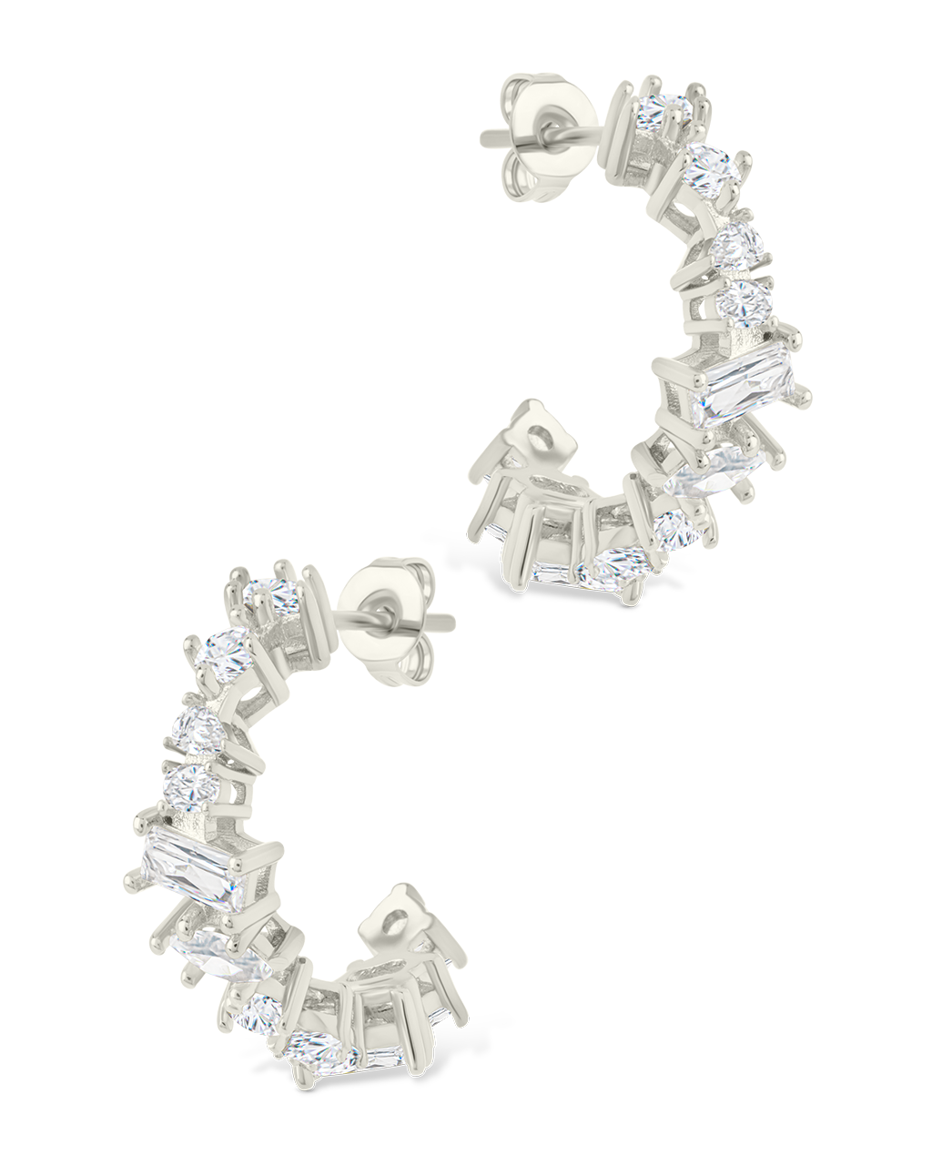 Keziah Geo Cut CZ Hoops - Stylish Cubic Zirconia Earrings for Women | Perfect for Parties, Weddings & Everyday Wear