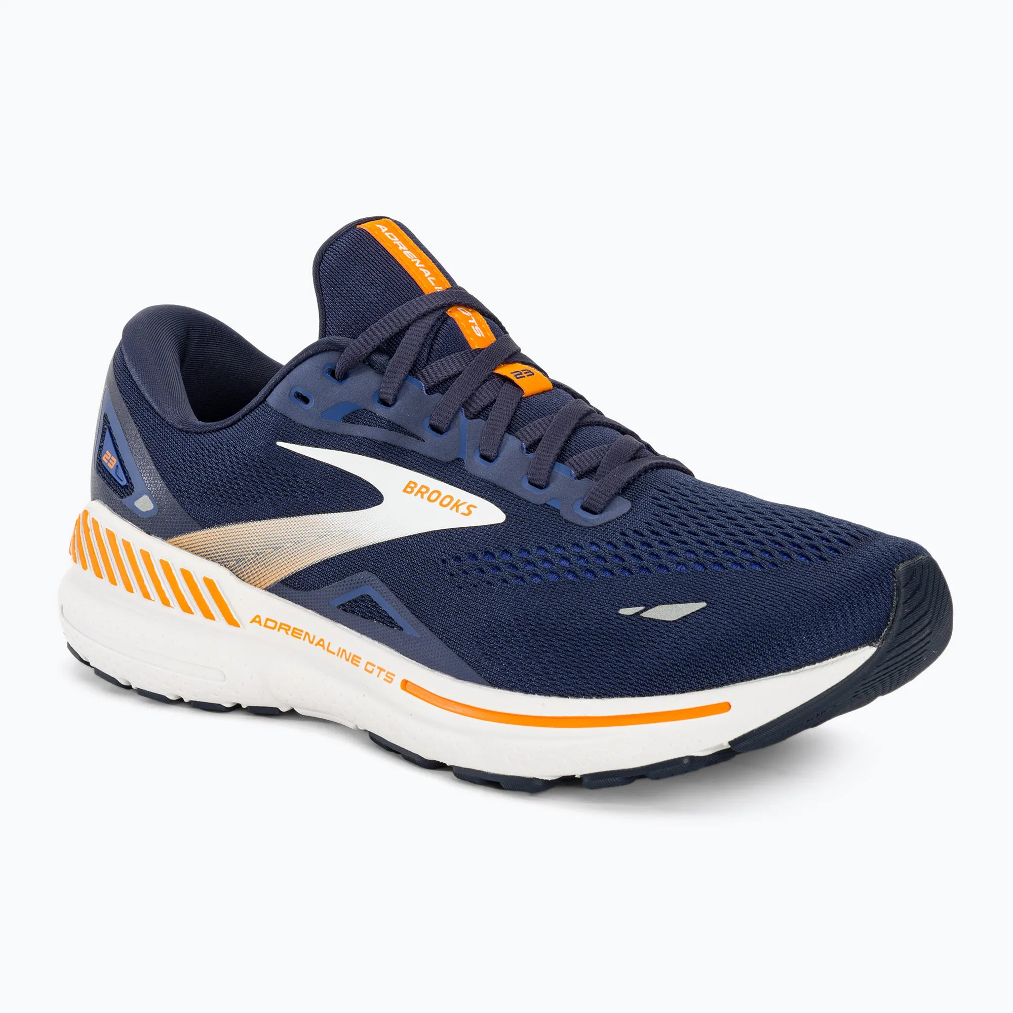 Brooks Men's Adrenaline GTS 23 Running Shoes - 1D486 Peacoat/Ultramarina/Orange - Cushioned Support for Road Running, Jogging & Gym Workouts