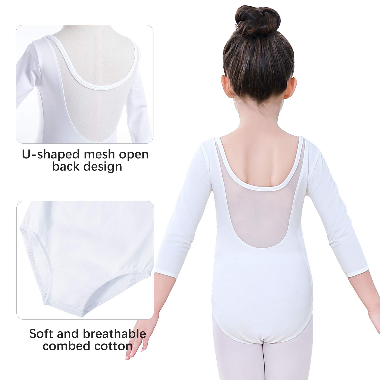 Soudittur Girls Long Sleeve Ballet Leotard - Toddler Dance Bodysuit for Ballet, Gymnastics & Performance - Soft Stretch Dancewear for Kids