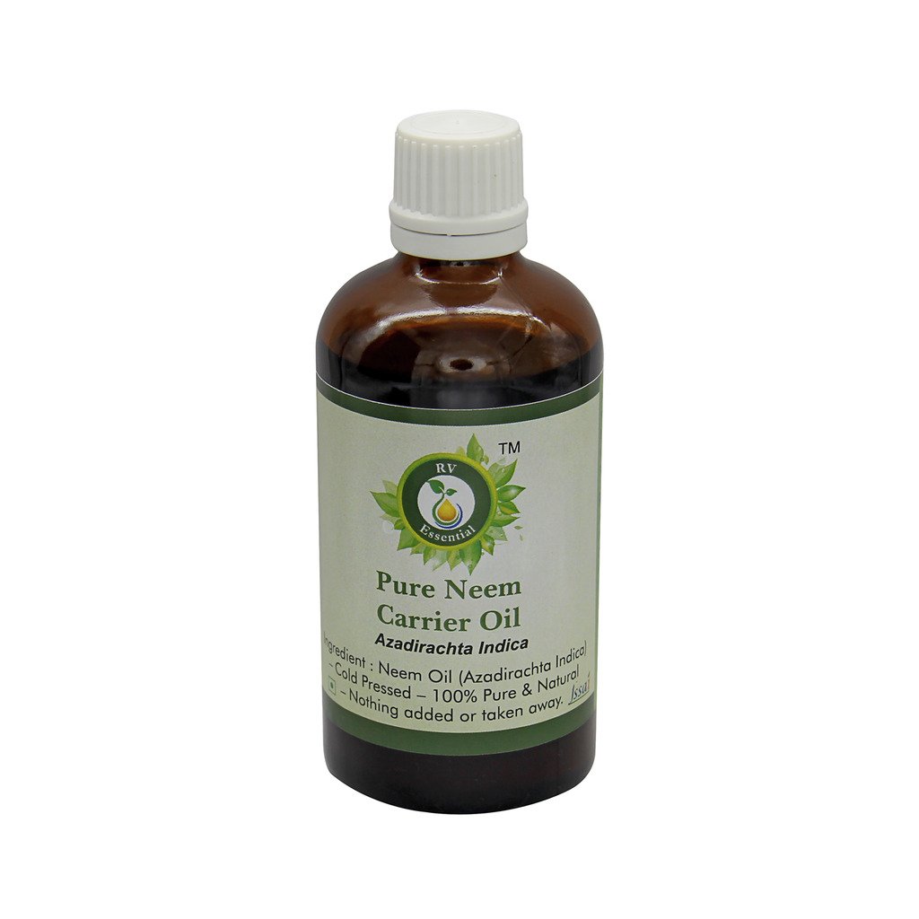 Pure Neem Carrier Oil 100ml (3.4oz) - 100% Natural Azadirachta Indica Cold Pressed - for Hair Care, Skin Moisturizing & Aromatherapy - USDA Organic Certified Carrier Oil