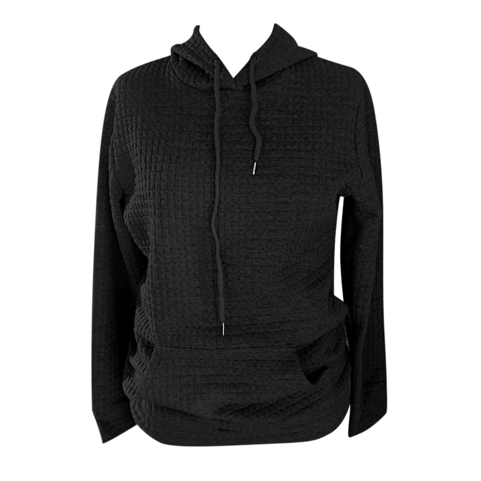 Women's Casual Zip Up & Half Zip Hoodies - Long Sleeve Loose Fit Waffle Pullover with Drawstring & Pocket | Cozy Lounge Wear for Home, Gym & Outdoor Activities