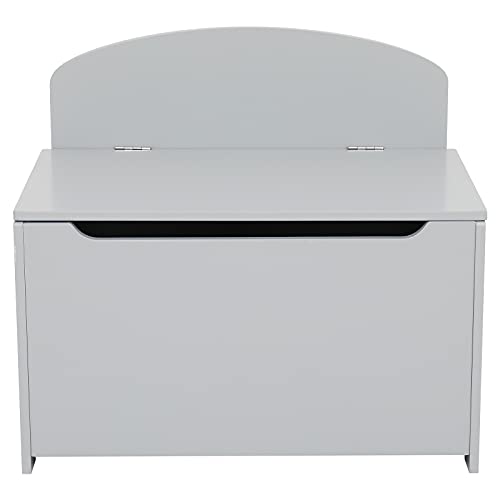 Wooden Toy Box and Storage Chest with Seat - Gray Toy Organizer Bench for Kids' Room, Nursery, or Entryway - Safe with 2 Hinges - Multi-Functional Storage Cabinet for Toys, Books & Home Decor