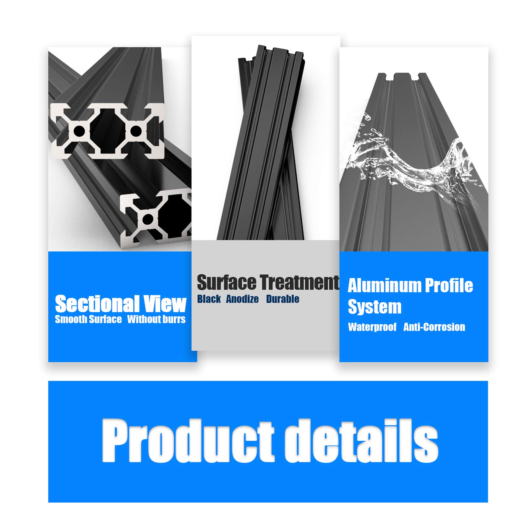 6PCS 2040 Aluminum Extrusion Profile V-Slot Linear Rail - European Standard Anodized Black for 3D Printer (1220mm) - Perfect for DIY CNC Machines, Laser Cutters & 3D Printing Projects