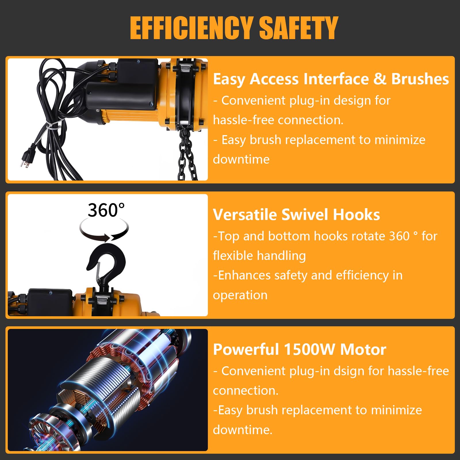 1 Ton (2200 Lbs) Electric Chain Hoist Winch - Single Phase Overhead Crane Hoist with Emergency Stop | 13Ft Max Lift Height | 110V Garage Ceiling Hoist for Workshop, Warehouse & Home Use