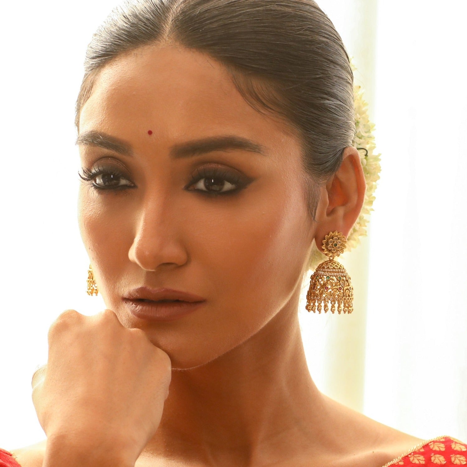 Aarush Antique Jhumka Earrings - Traditional Indian Jewelry for Women, Handcrafted Ethnic Dangle Earrings with Intricate Designs | Perfect for Weddings, Festivals & Special Occasions