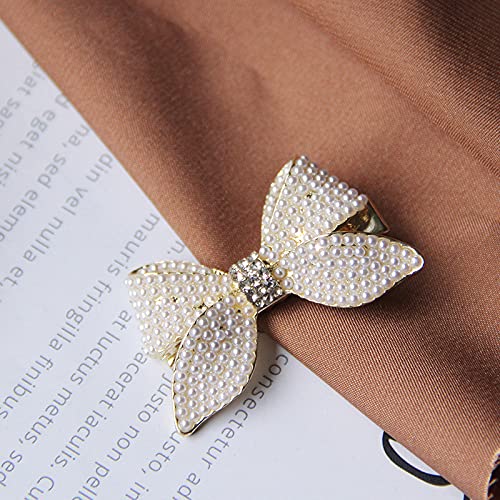 Pearl Rhinestone Bowknot Hair Ties & Duckbill Hair Clips Set for Women & Girls - Elegant Hair Accessories for Parties, Weddings & Daily Styling
