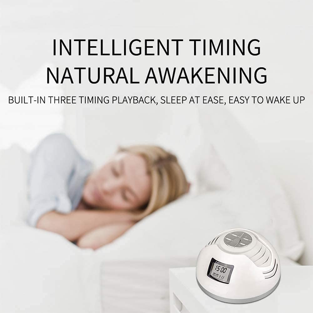 White Noise Sound Machine for Adults & Baby - 8 Soothing Natural Sounds with Volume Control, Portable Sleep Therapy Device for Travel, Home & Office Use - Perfect for Relaxation, Meditation & Better Sleep (White)