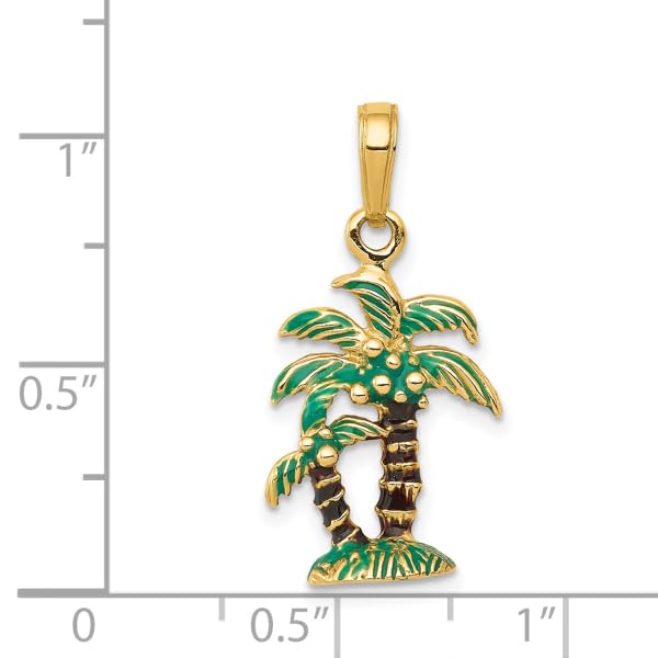 14K Solid Yellow Gold Palm Tree Necklace - Tropical Summer Beach Pendant for Women | Perfect for Vacation, Pool Party & Boho Fashion Accessories
