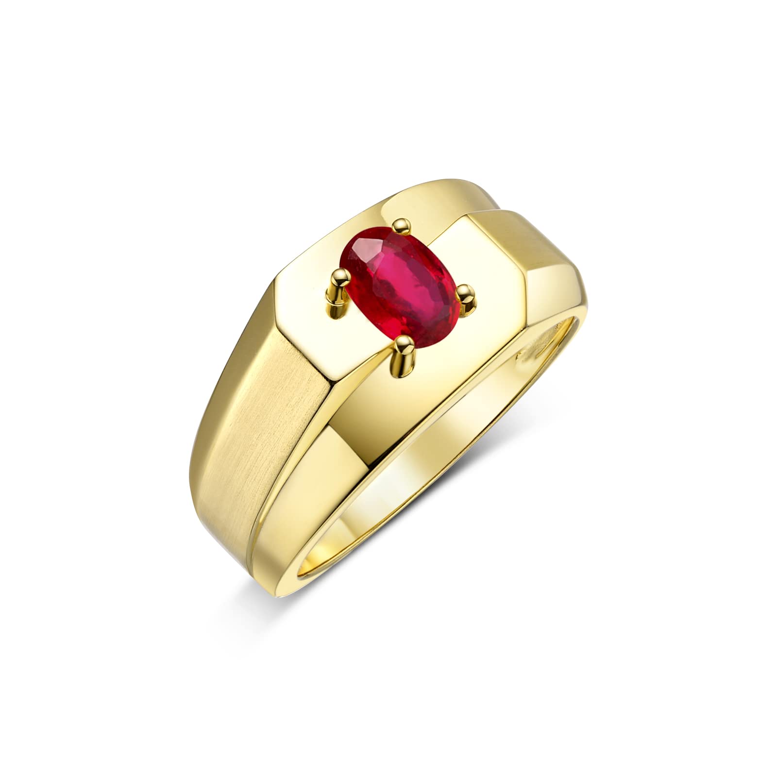 Rylos Oval Solitaire Red Ruby Ring - July Birthstone Jewelry for Women, Elegant Gift for Anniversary, Engagement, Valentine's Day & Special Occasions