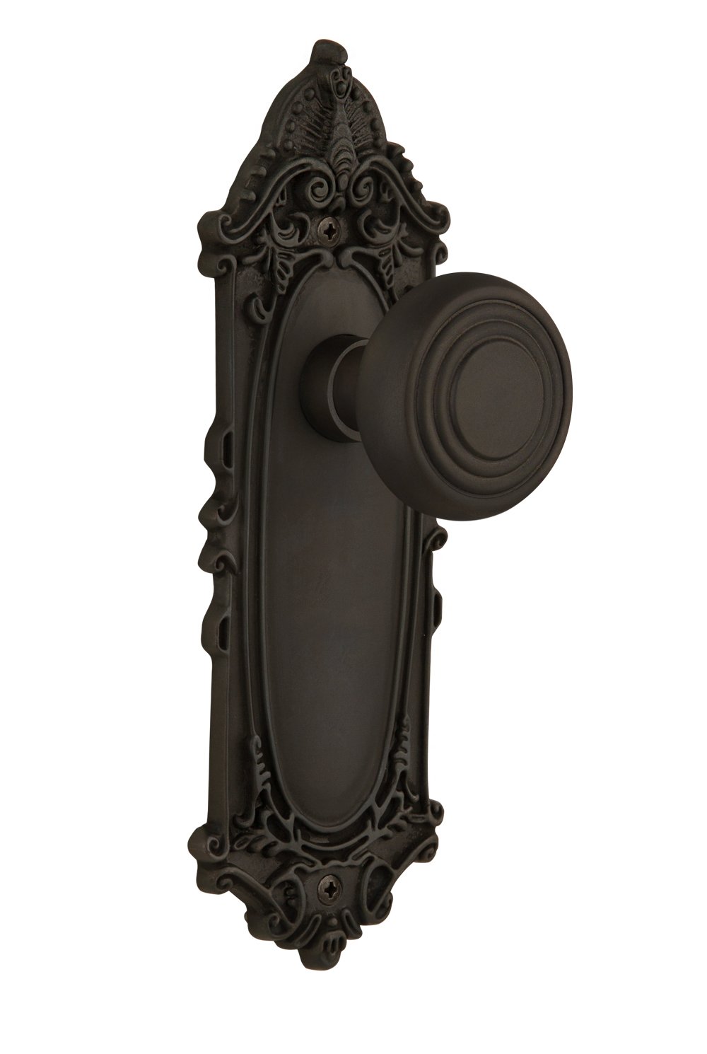 Nostalgic Warehouse Victorian Plate with Deco Knob - Double Dummy Door Handle in Oil-Rubbed Bronze Finish | Perfect for Vintage Home Decor & Cabinet Hardware Upgrade