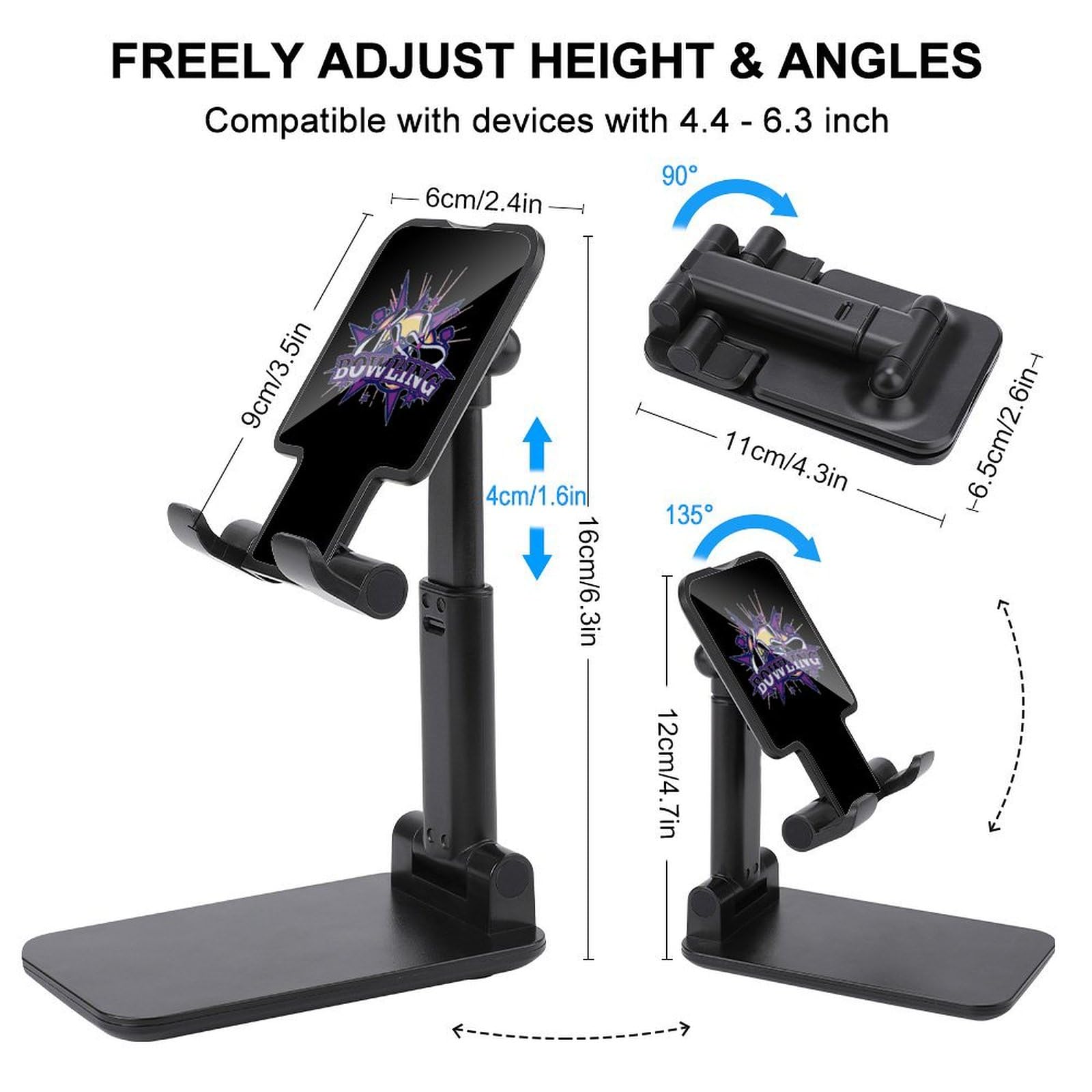 Foldable Bowling Ball Phone Stand Holder - Universal Compatible with All Smartphones for Desk, Office, and Home Use
