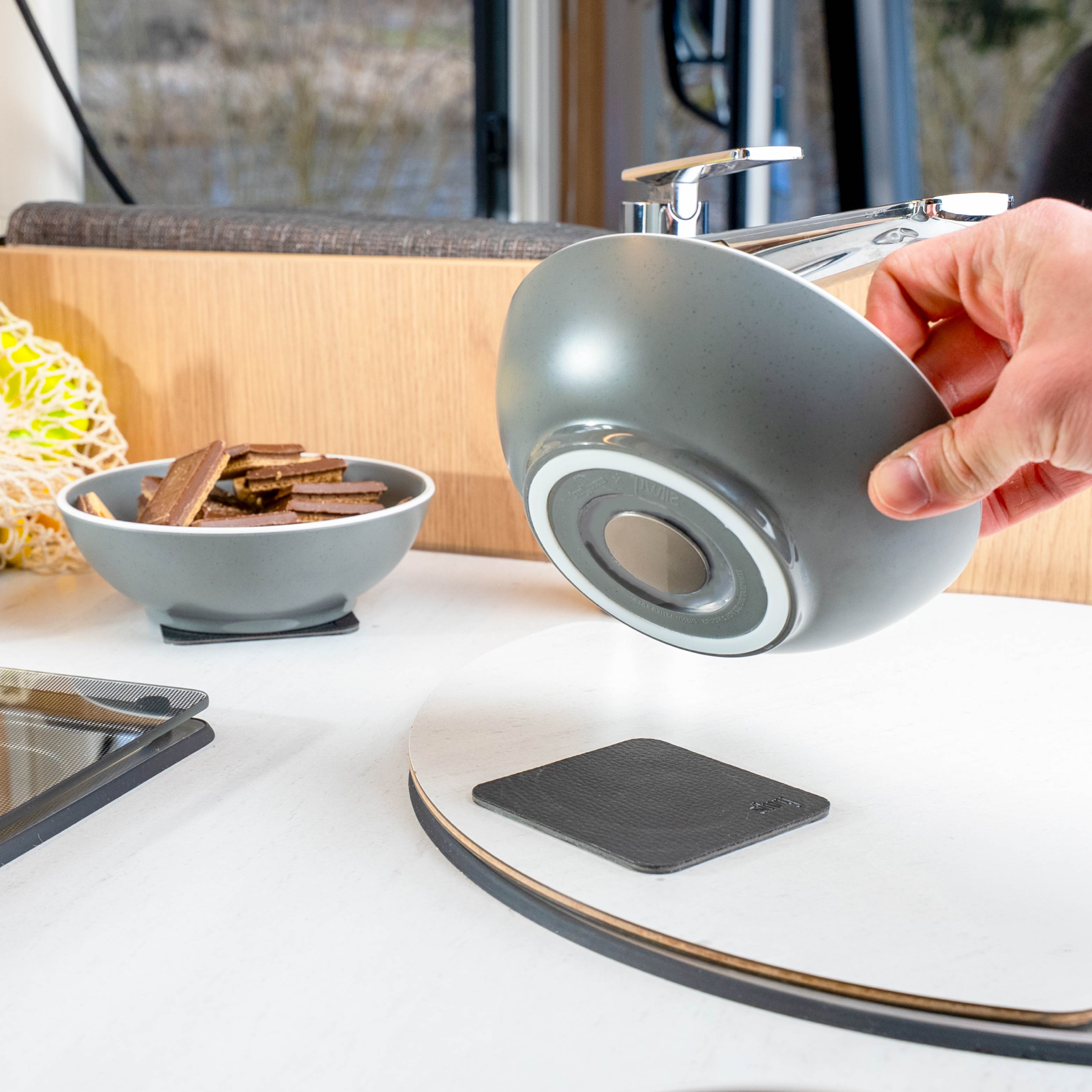 Premium Magnetic Plastic Bowls - Dolomite Grey - 16cm - Ideal for Kitchen Storage & Organizing Spices, Nuts, and Small Items