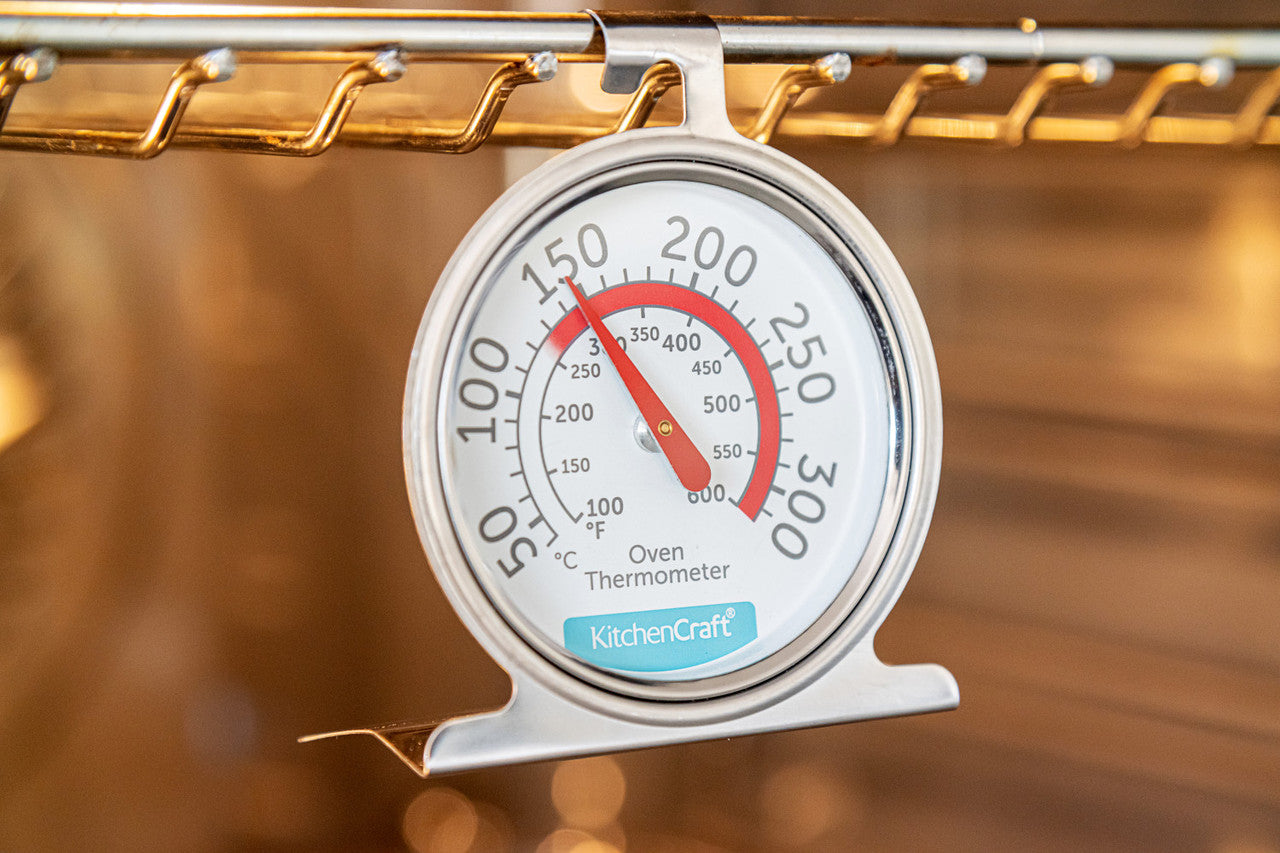 KitchenCraft Premium Stainless Steel Oven Thermometer - Accurate Baking & Cooking Temperature Gauge for Home Kitchen, BBQ, Roasting - Perfect for Baking Bread, Cakes, Turkey & Meat