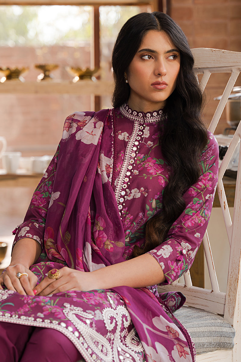 IRIS MAUVE 3-Piece Embroidered Lawn Suit Set for Women | Elegant Pakistani Formal Wear | Perfect for Weddings, Parties & Special Occasions