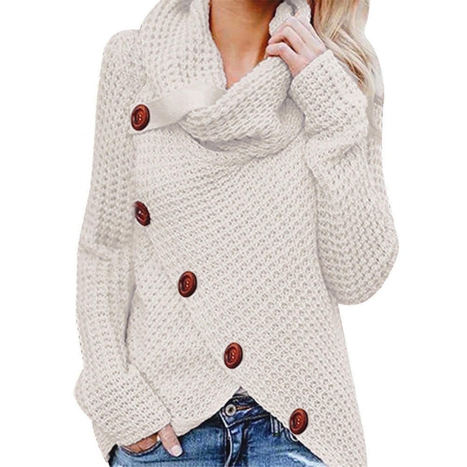 Vedolay Women's Cute Loose Long Sleeve Turtleneck Hoodie Sweater - Cozy Pullover Sweatshirt with Drawstring for Casual Wear, Fall & Winter Fashion