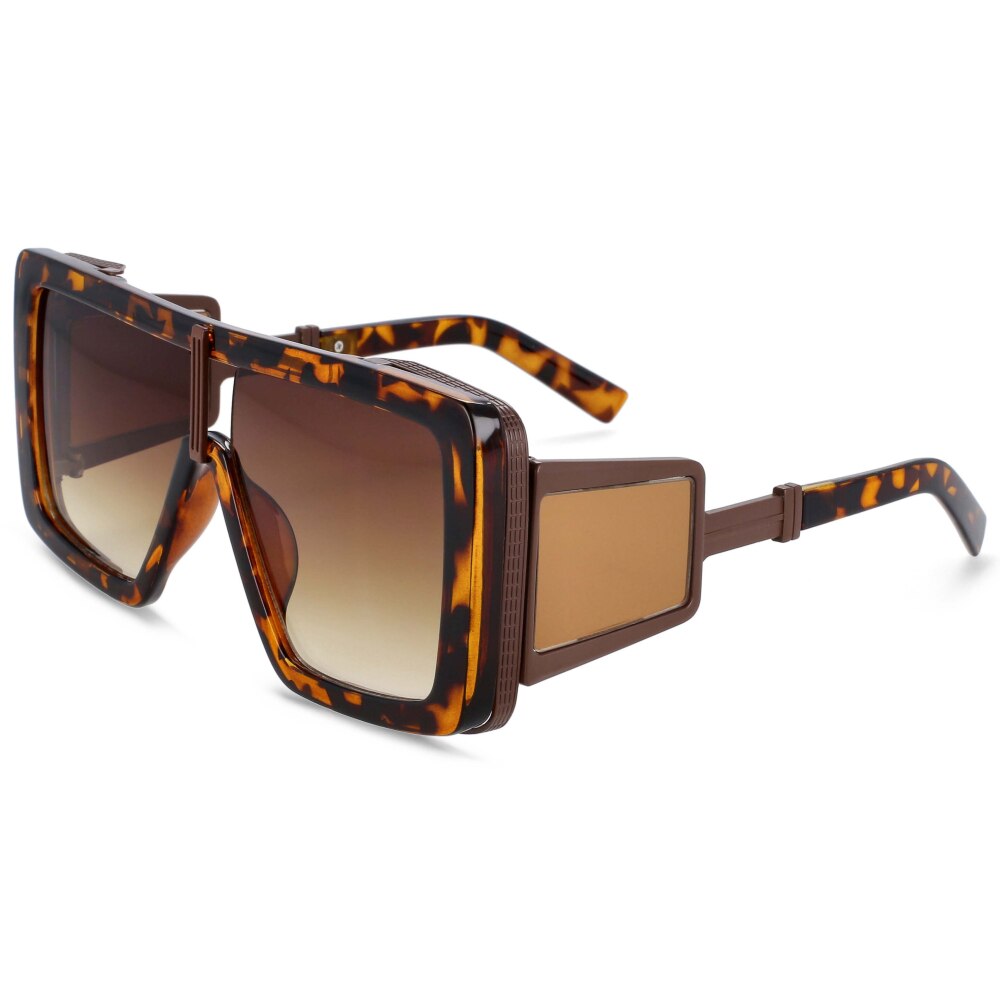CCspace Women's Fashion Square Sunglasses - Oversized Full Rim Resin Frames with Double Bridge Design (Model 54222) | Perfect for Beach, Driving & Outdoor Activities