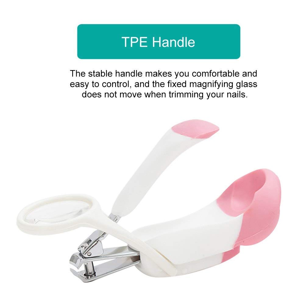 LAFILLETTE Pink Baby Nail Clipper with Magnifying Glass - Safe & Easy Infant & Toddler Nail Care Tool for Newborns - Perfect for Travel & Home Grooming