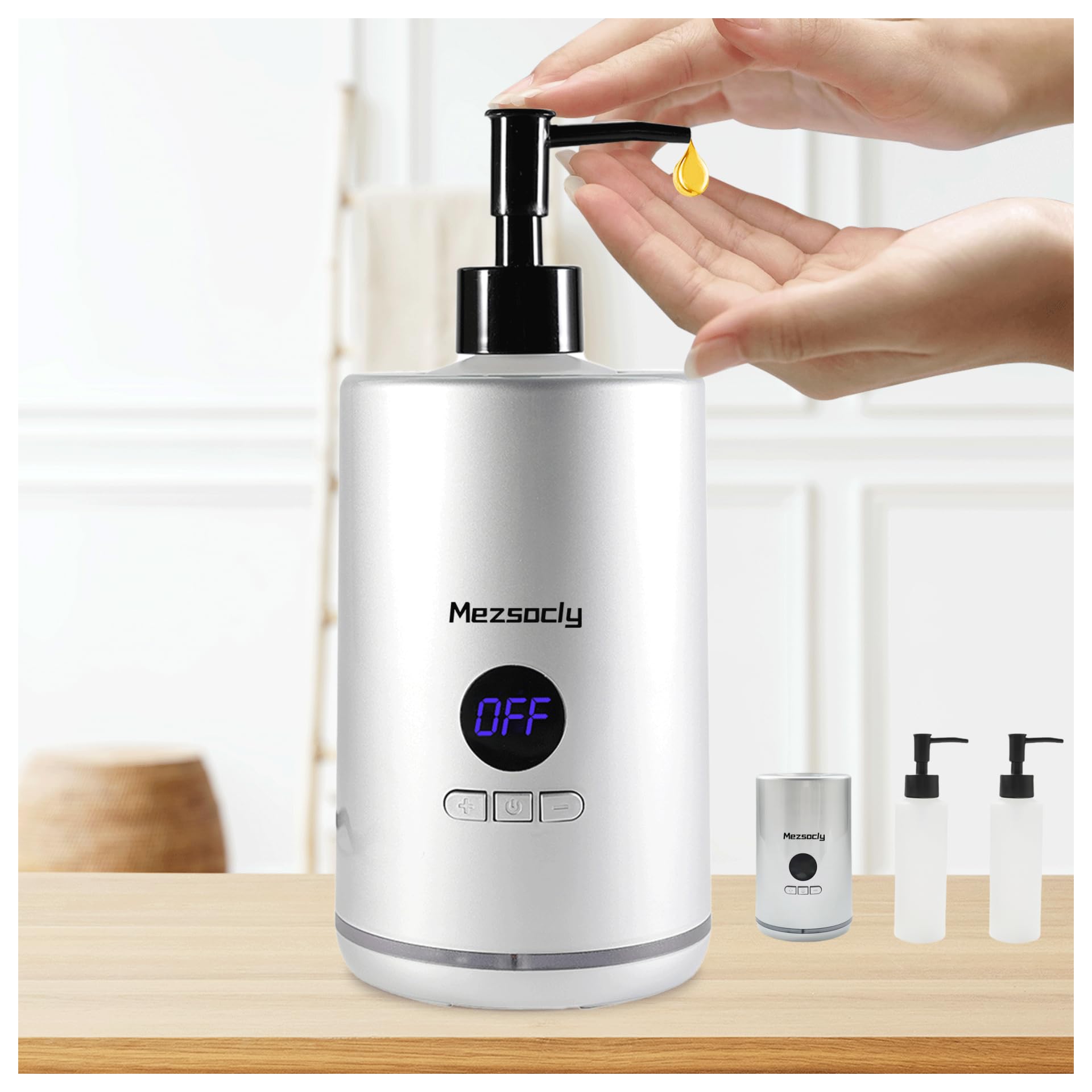 Premium Electric Oil Warmer for Massage & Aromatherapy - Dual Bottle Dispenser, Constant Temperature Control - Perfect for Spa, Salon, Barber Shops & Home Relaxation (Silver)