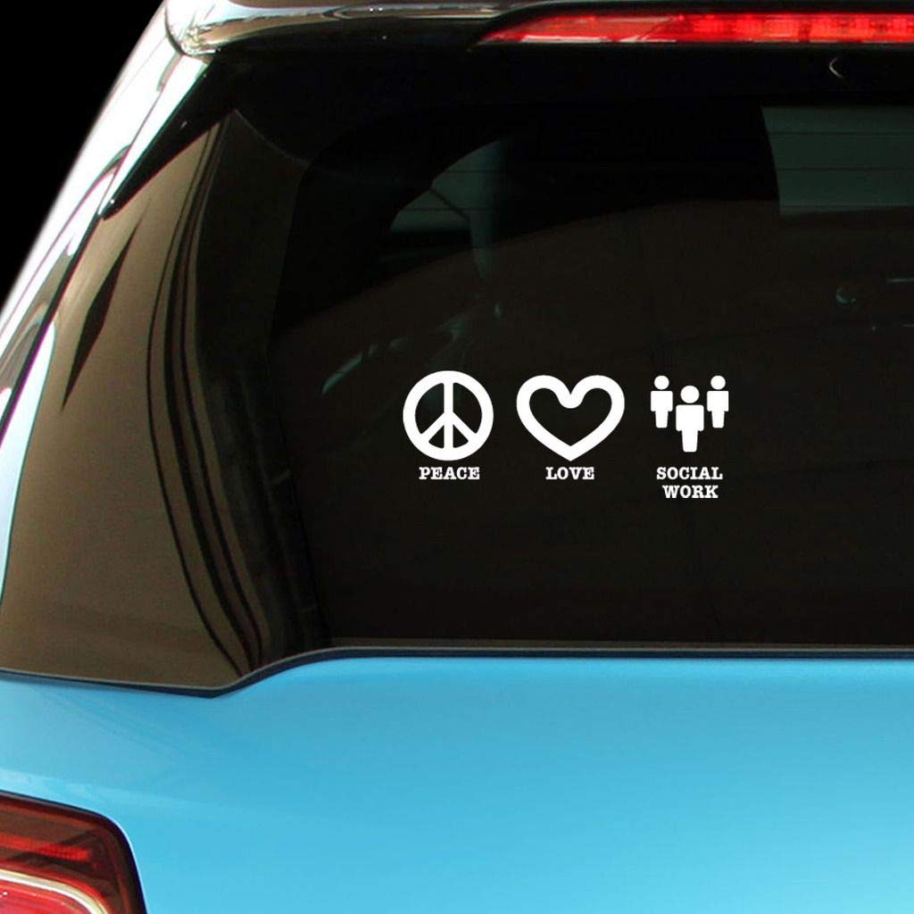 Peace Love Social Work Vinyl Decal Sticker for Car, Laptop, Wall - Perfect for Social Workers, Office Decor & Personalizing Devices