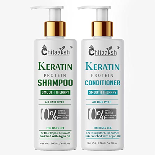 Repairing Shampoo & Conditioner Set (200ml Each) with Keratin & Argan Oil for Damaged, Weak Hair - Salon-Quality Hair Care for Dry, Brittle Hair at Home