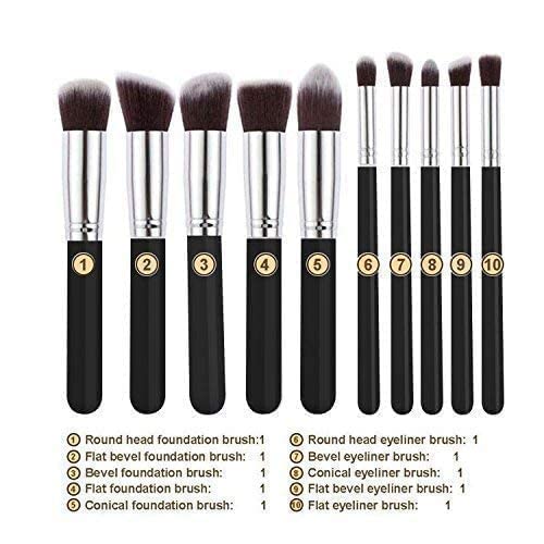 Professional 10-Piece Makeup Brush Set by M.S TRADERS - Foundation, Blending, Blush, Eyeliner & Powder Brushes for Flawless Makeup Application | Perfect for Daily Beauty Routine & Professional Makeup Artists