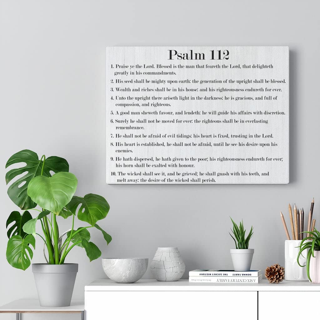 Christian Wall Art Canvas - Bible Verse Psalm 112 for Prosperity & Favor, Inspirational Scripture Home Decor for Living Room, Bedroom & Church