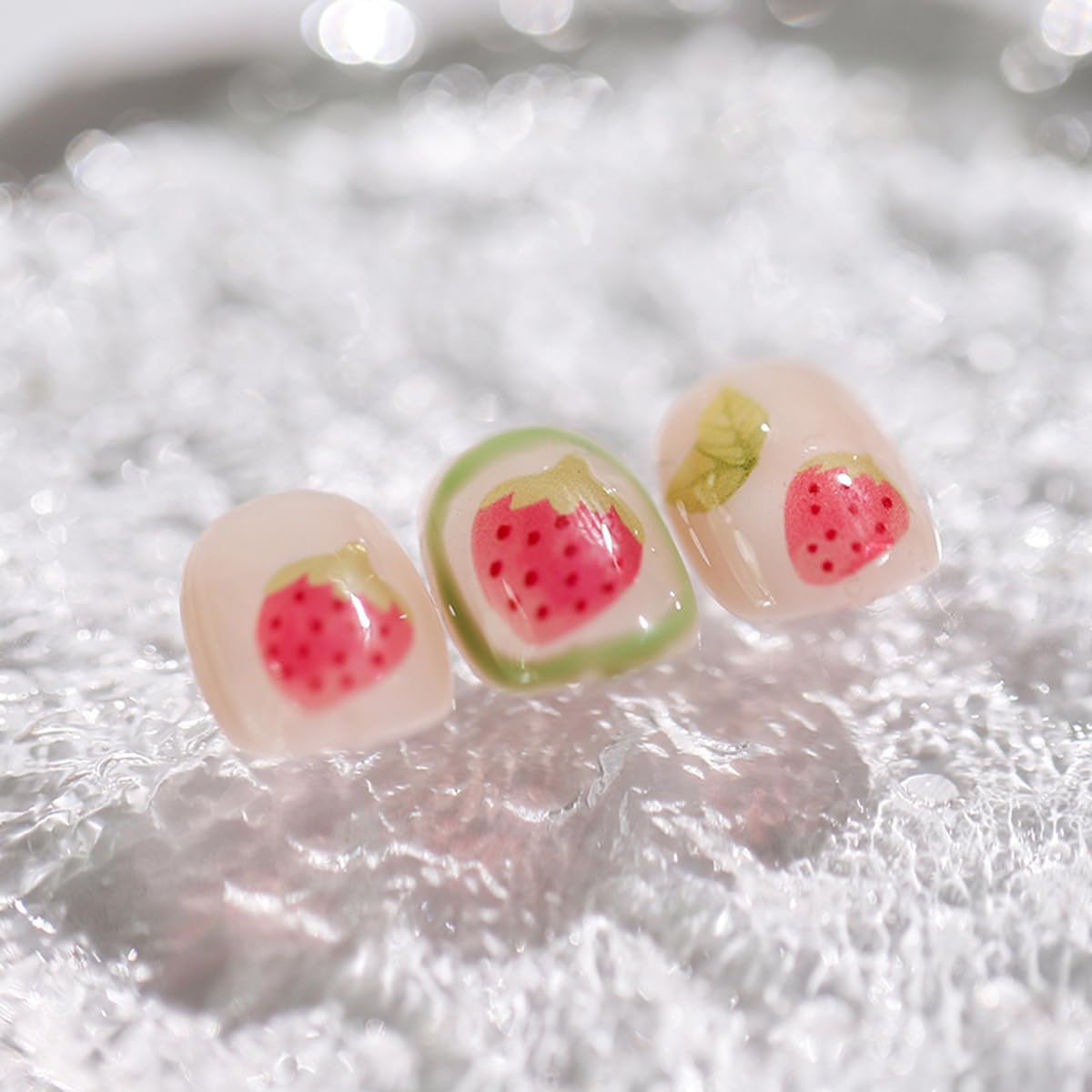 5D Kawaii Strawberry Jelly Embossed Nail Art Stickers - Cute Summer Nail Decals with Sweet Flower & Fruit Leaf Designs for Manicure Decorations | Perfect for DIY Nail Art, Parties, and Summer Nail Looks