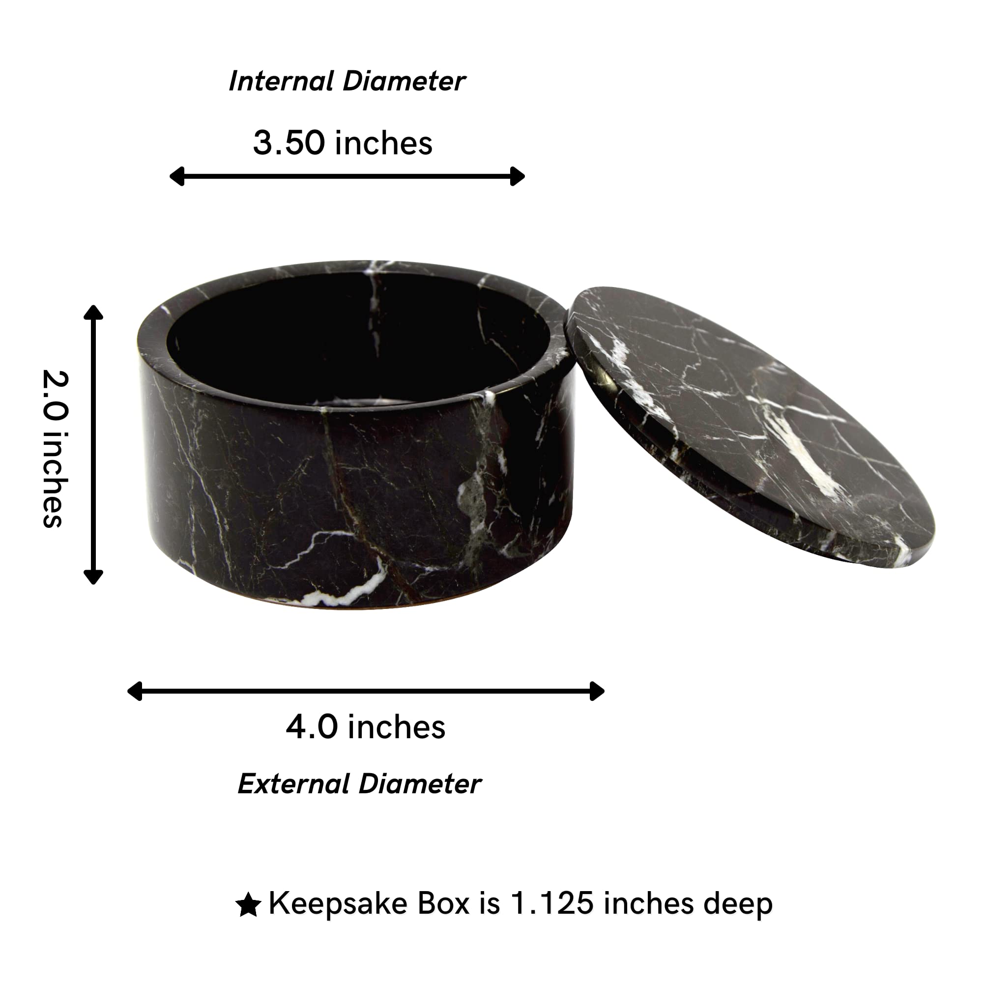 Hand Carved Marble Jewelry Box with Lid - Polished Circular Keepsake Box with Non-Slip Rubber Pads | Lightweight & Compact Stone Organizer for Rings, Necklaces, Earrings | Perfect for Home Decor, Wedding Gifts & Luxury Storage Solutions
