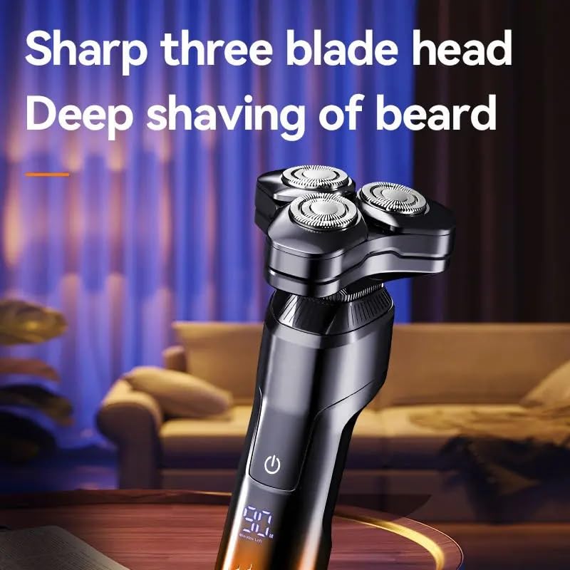 3D Electric Shaver for Bald Men - Rechargeable Wet/Dry Head & Beard Shaver with LCD Display - Perfect for Travel, Gym & Daily Grooming