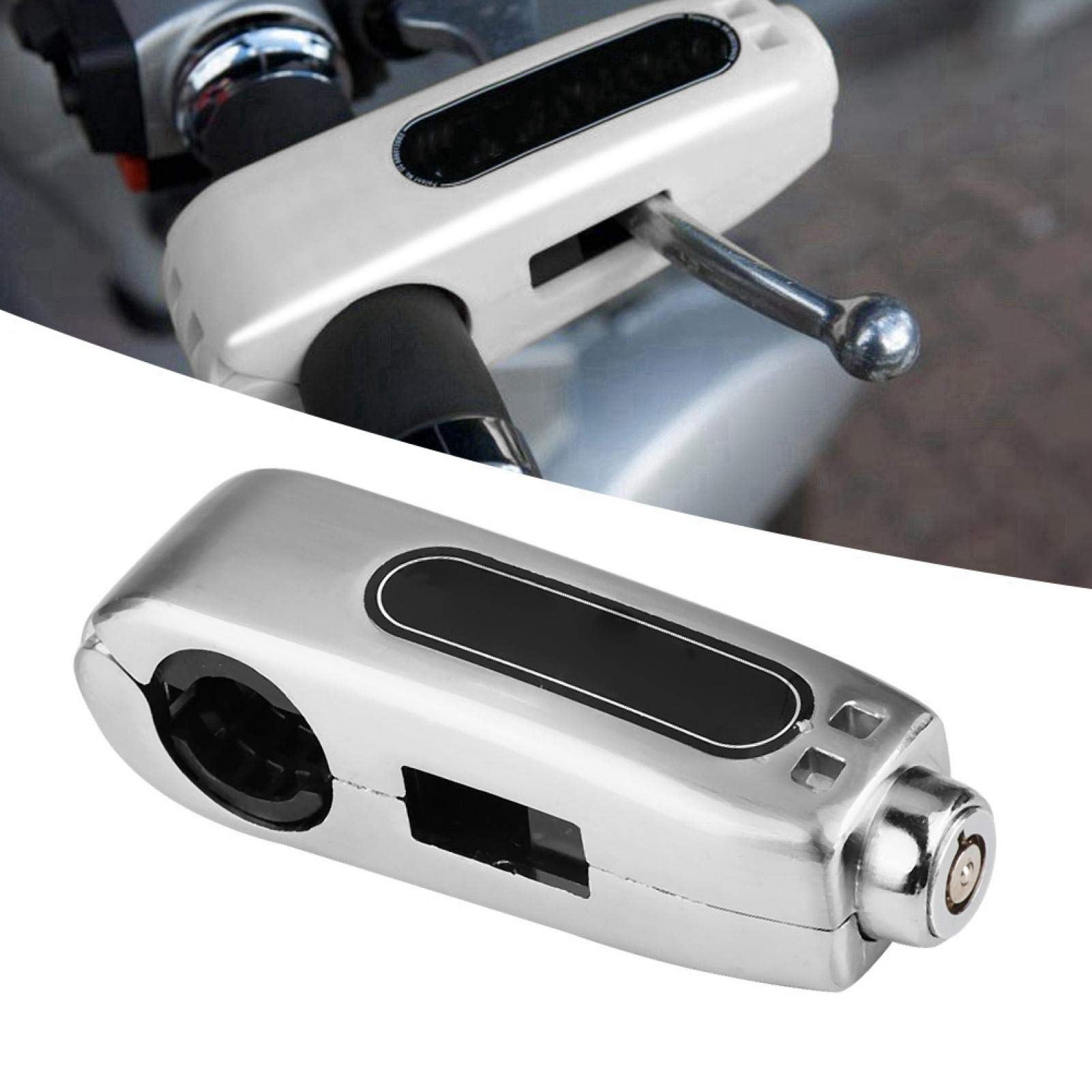 Ymiko Universal Motorcycle Lock - Anti-Theft Brake Lever Lock (Silver) for Secure Parking