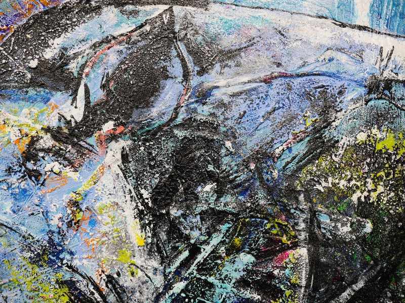 Abstract Realism Rhino Wall Art - Handmade Canvas Painting for Home & Office Decor - Perfect for Living Room, Bedroom, or Gift