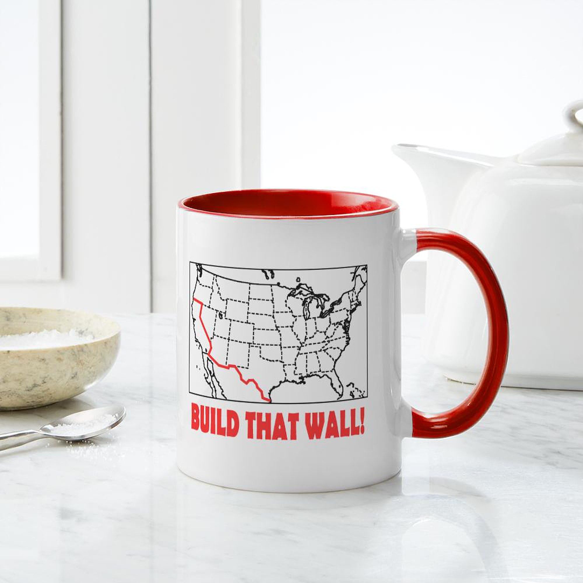 Build That Wall 11 oz (325 ml) Ceramic Coffee Mug - Funny Political Novelty Gift for Tea & Coffee Lovers - Perfect for Office, Home, or Gag Gifts