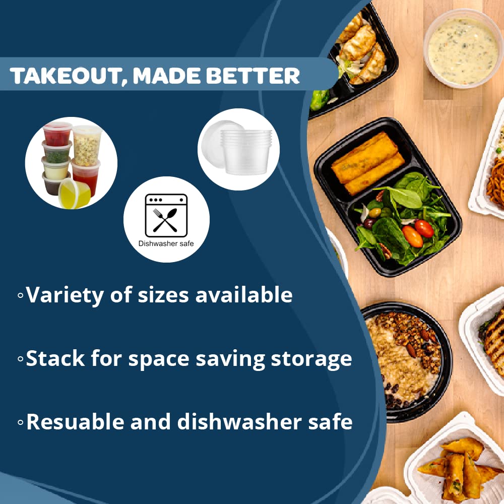 TIYA 24oz Takeout Food Containers Bulk 240 Pack with Lids - Reusable Plastic Food Storage Containers for Meal Prep, Soups & Leftovers - Microwave & Dishwasher Safe, Airtight Leak Proof - Perfect for Restaurants, Catering & Home Use