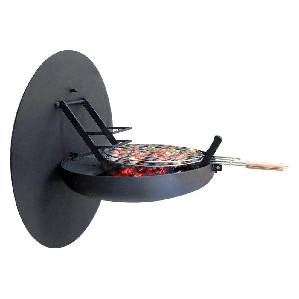 Focus Sigmafocus 29 Inch Wall Mounted Fire Pit Grill - Outdoor Cooking & BBQ Grill for Patio, Backyard, Camping (FCS GR SIG)