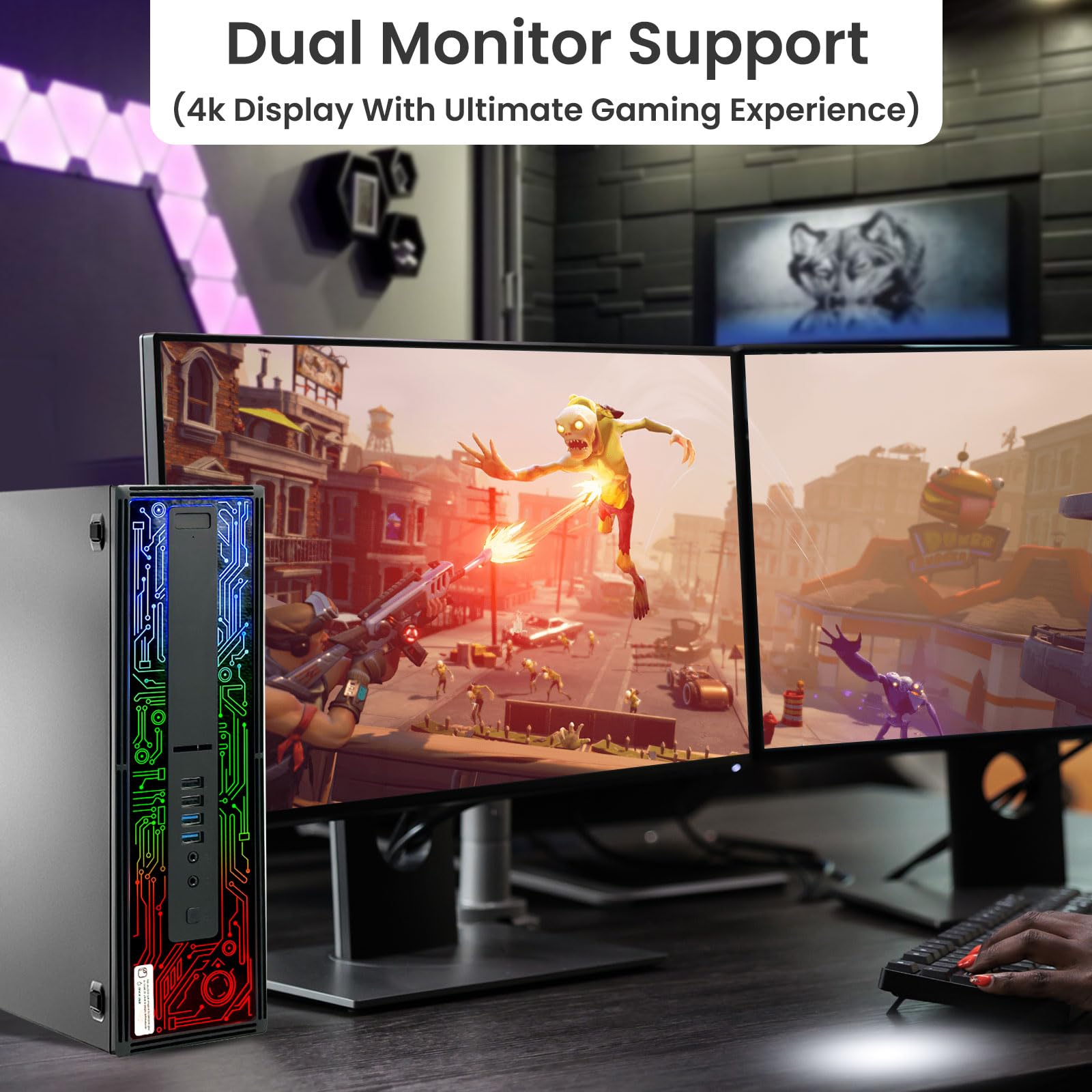 HP G2 RGB Gaming PC Desktop – Intel Core i7-6700 6th Gen | 16GB DDR4 RAM | 1TB SSD | NVIDIA GTX 1050 Ti 4GB GDDR5 | Dual 24