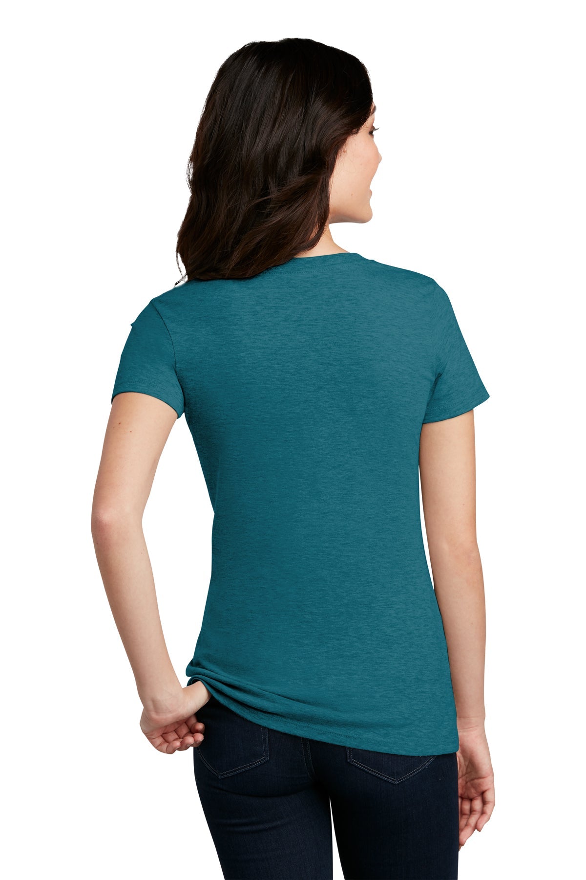 District Made Women's Perfect Blend Crew Tee - Soft Heathered Teal Casual T-Shirt for Everyday Wear, Lounge & Outfits
