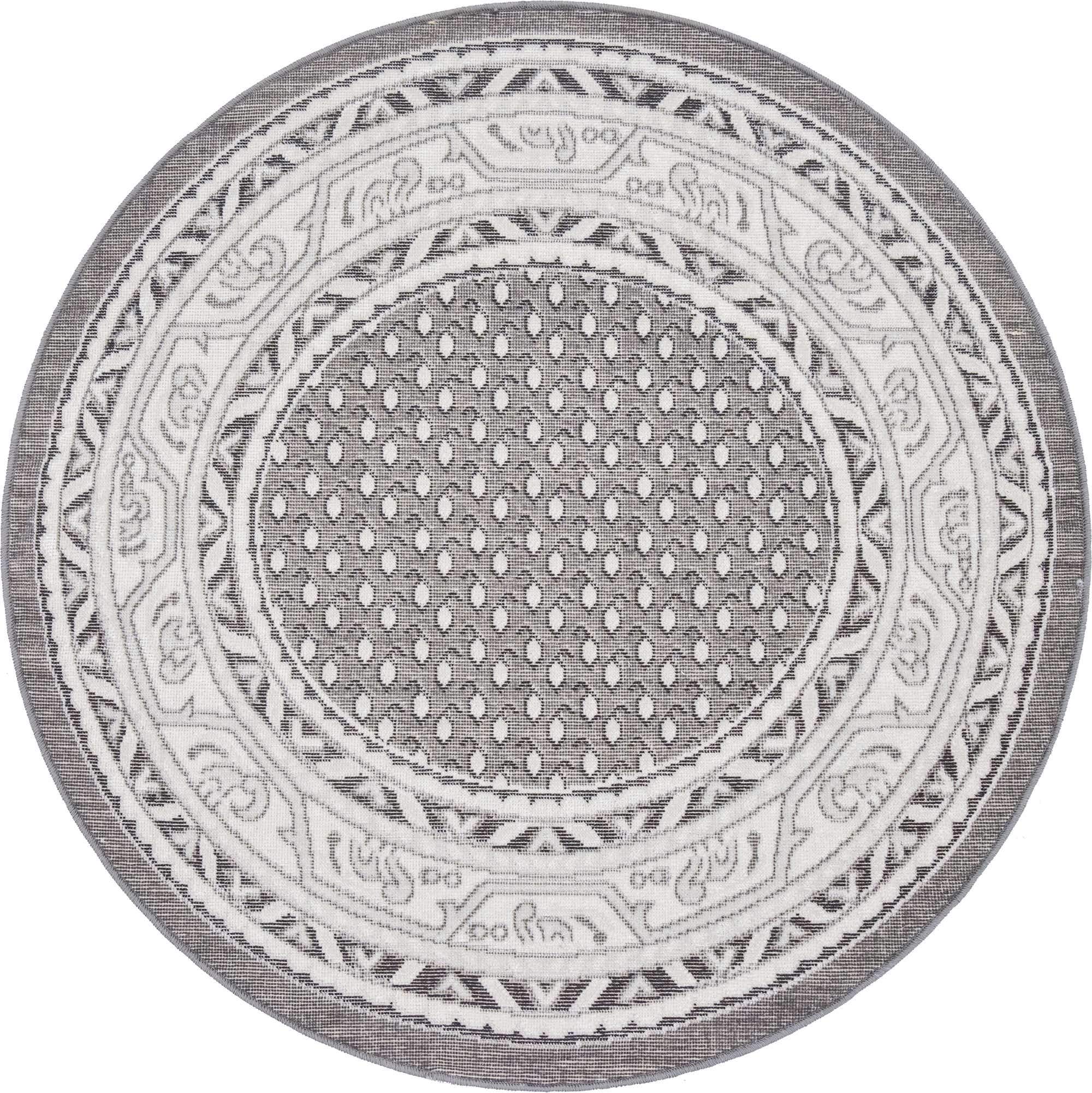Unique Loom Williamsburg Collection Traditional Border Dotted Center Round Area Rug 3'7