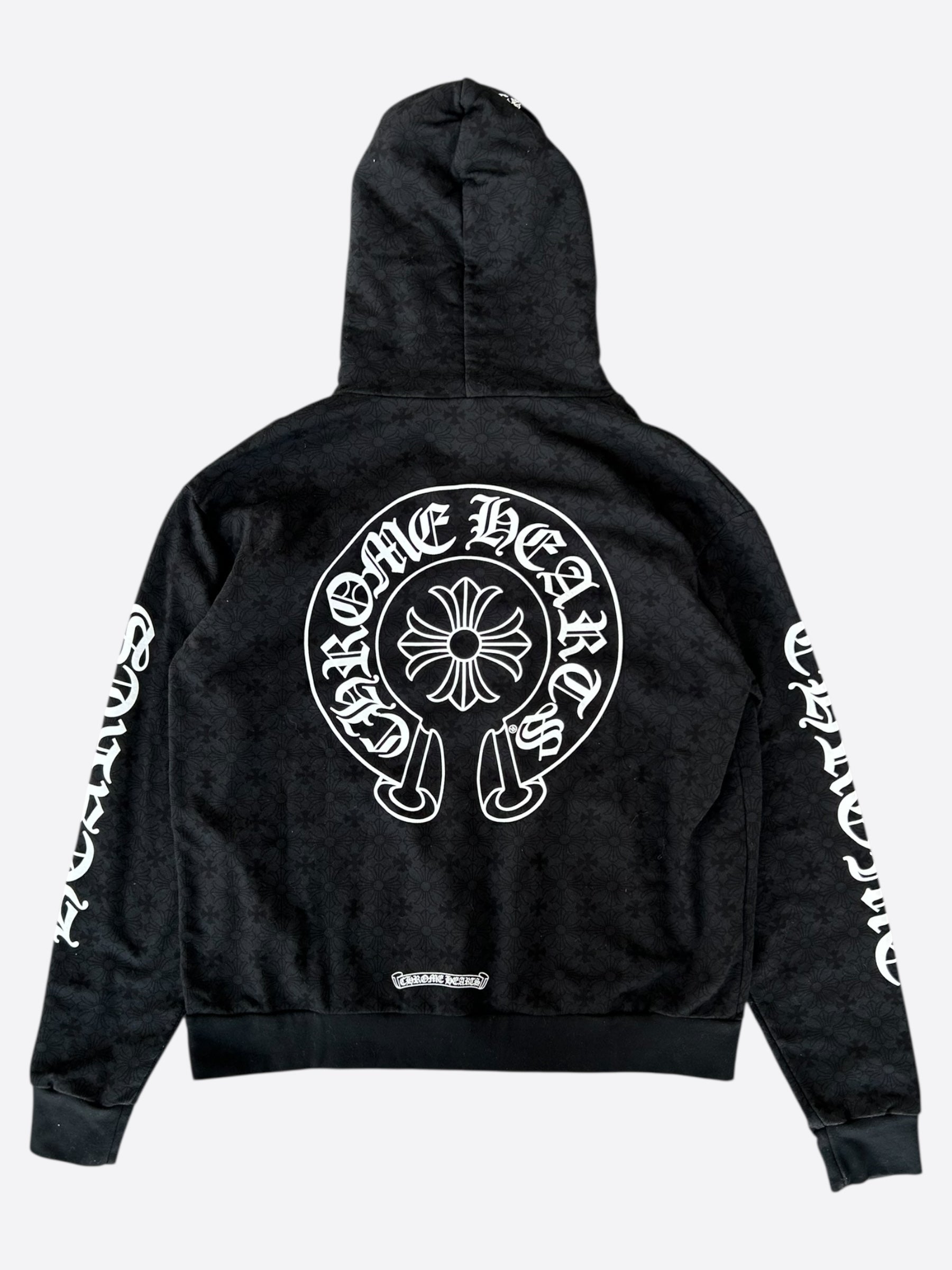 Chrome Hearts Black & White Cross Jacquard Horseshoe Logo Hoodie - Stylish Streetwear for Men & Women | Perfect for Casual Outfits, Urban Fashion & Everyday Wear