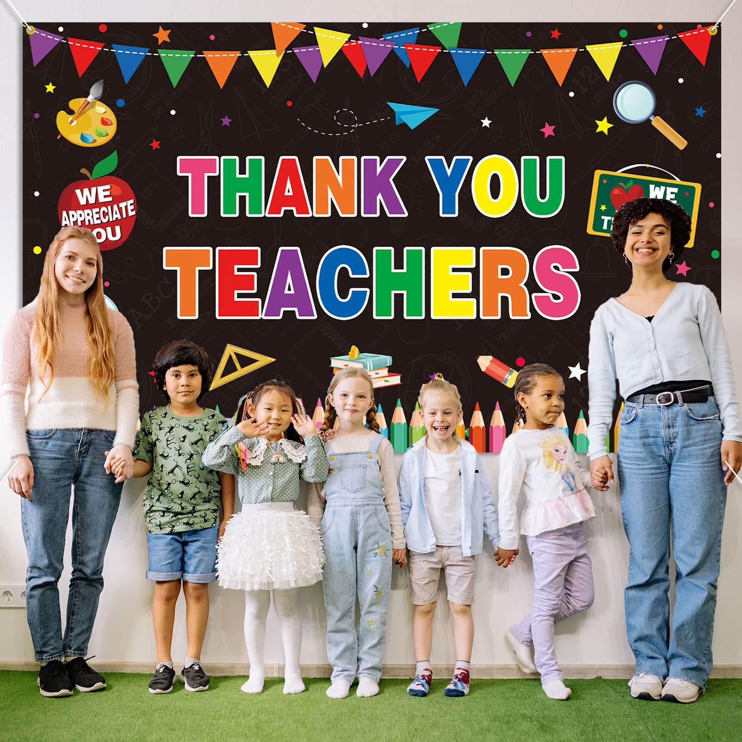 Teacher Appreciation Backdrop Banner - Classroom & Office Decor for Parties