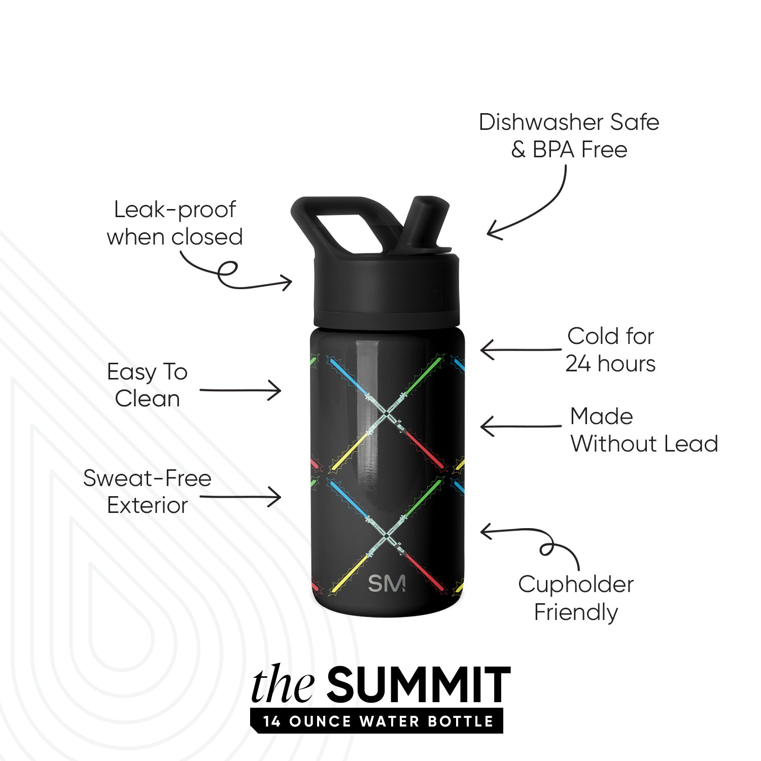 Summit Kids Water Bottle with Straw Lid - BPA Free, Leak Proof, 12oz Insulated Stainless Steel Bottle for School, Sports & Outdoor Activities
